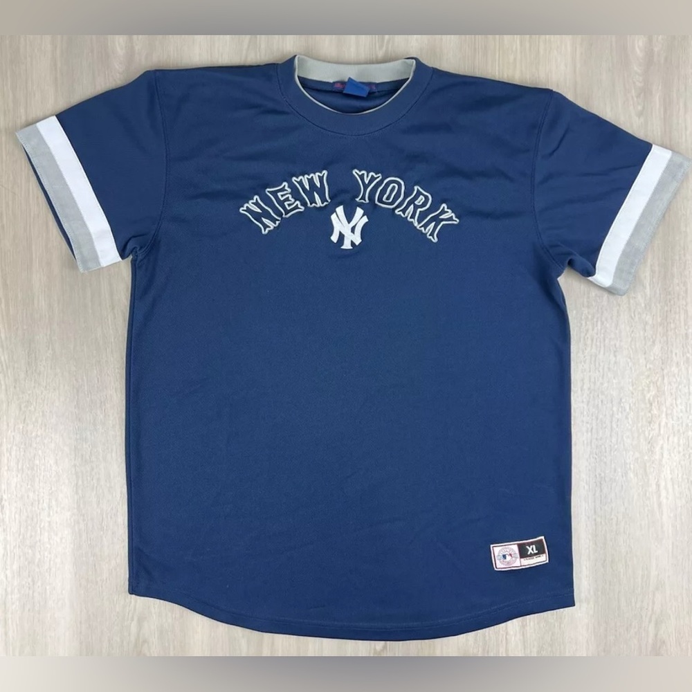 VTG 90s New York Yankees Stitched Mesh Jersey Shirt Youth XL Mighty Mac Sports